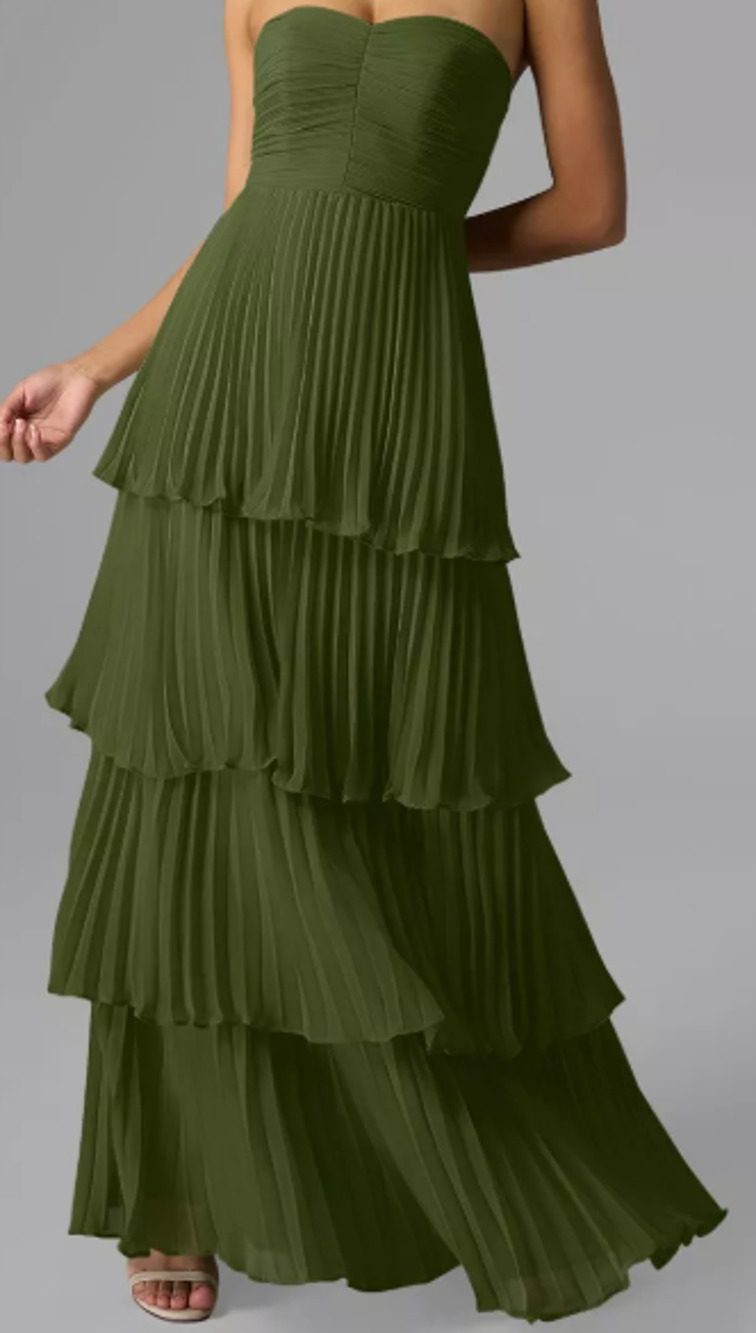 AW BRIDAL 2 XS green olive chiffon Bryn bridesmaid formal  maxi dress NEW 0B8